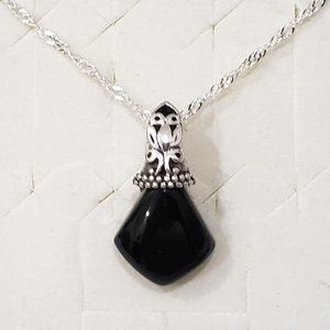 SOLD!   California Black Jade solitaire necklace 13.50 cts